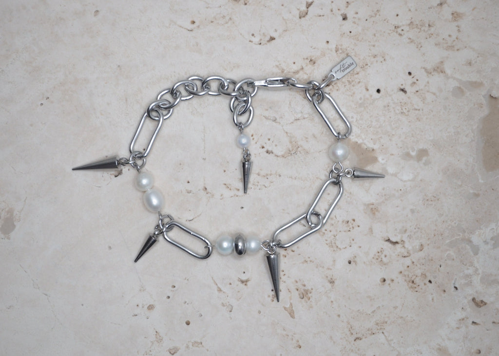 pierced pearl bracelet silver 1