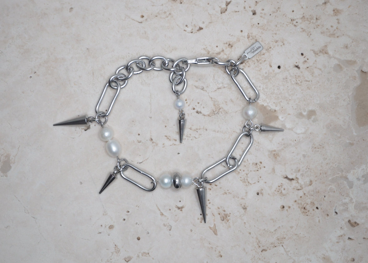 pierced pearl bracelet silver 1