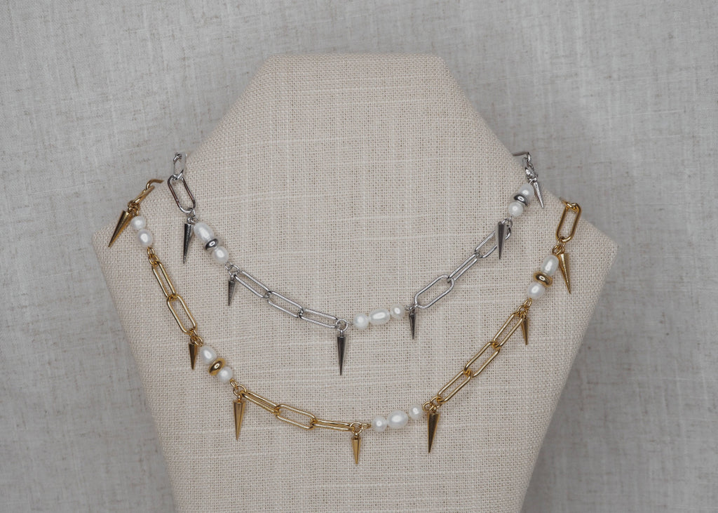 METALLIC MISCHIEF NECKLACE | PIERCED PEARL