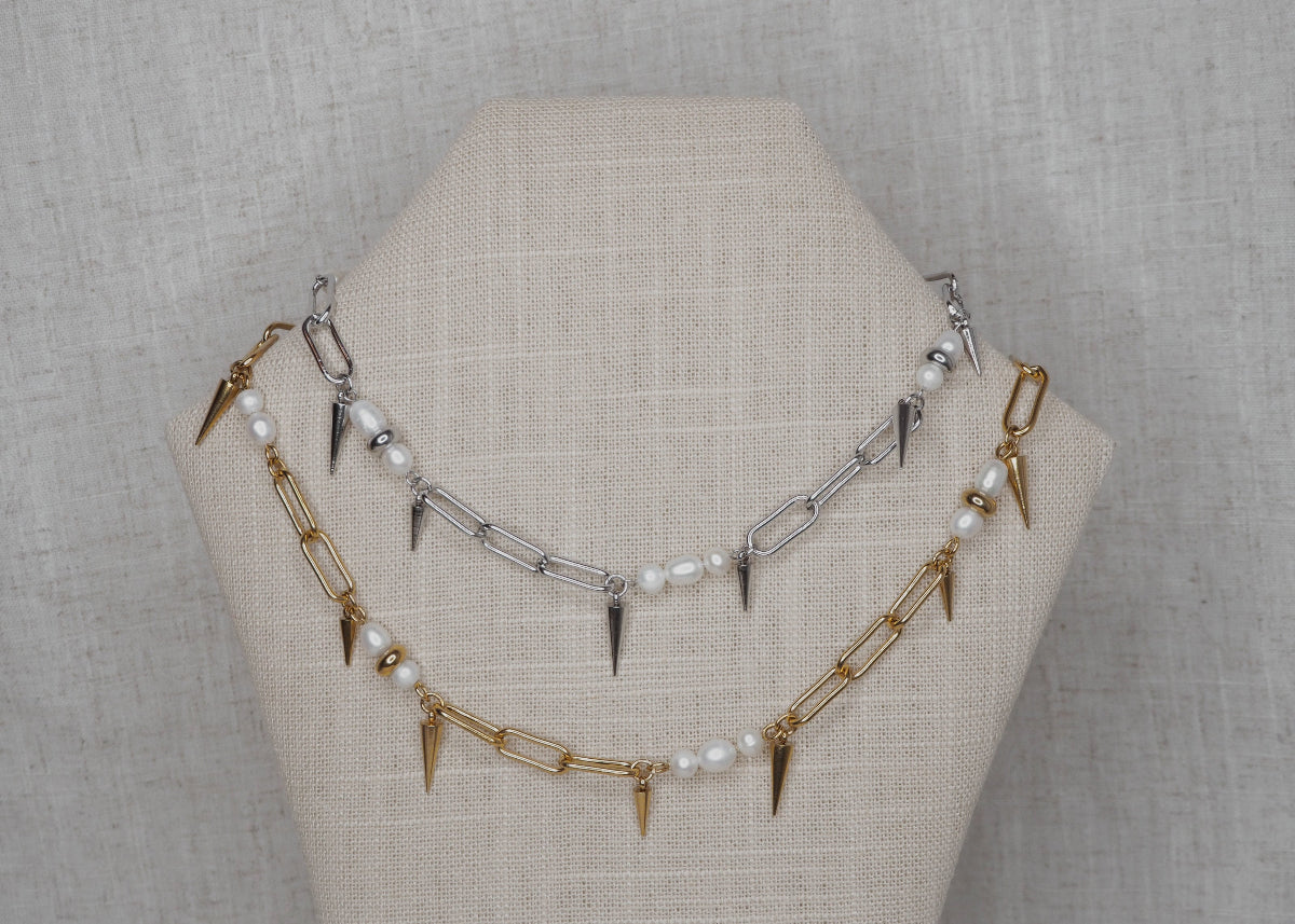 METALLIC MISCHIEF NECKLACE | PIERCED PEARL